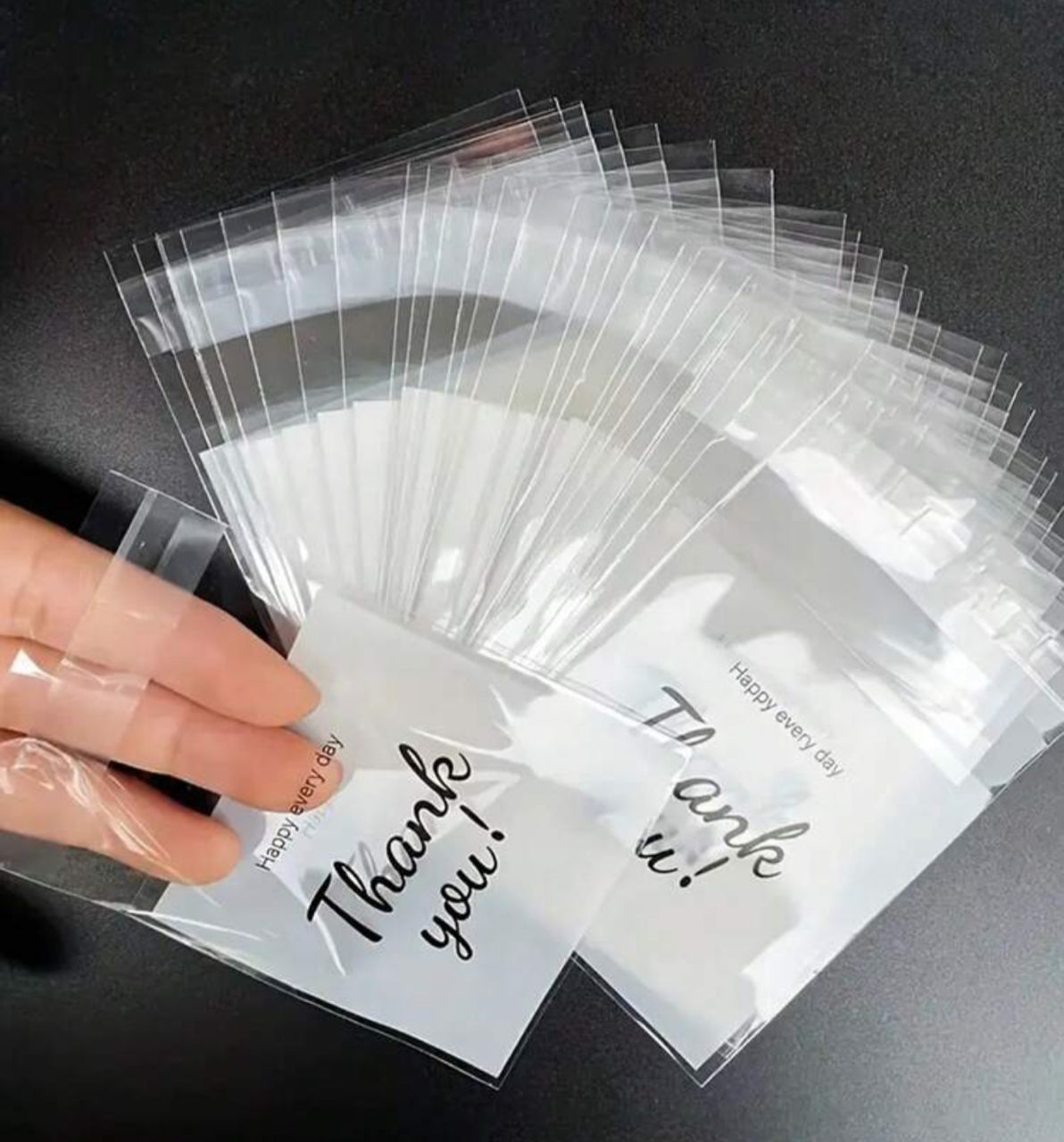 90001-2 Bolsas adhesivas estampado Thank you 7*10