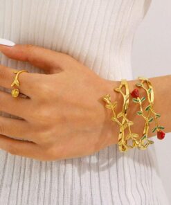 Alternative view of 41036 - Pulsera Acero Dorado biflor