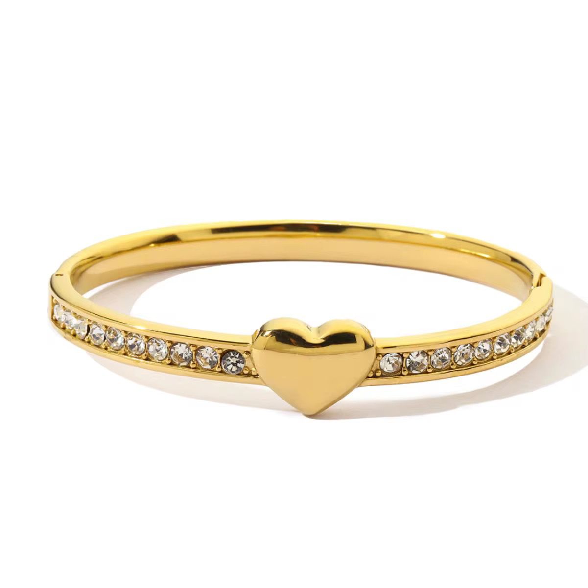 41081 - Pulsera acero dorada multi cristal con corazon dorados