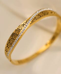 41099 - Pulsera acero dorada multi trebol