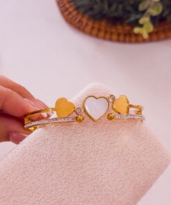 41107 - Pulsera acero dorado tri corazon