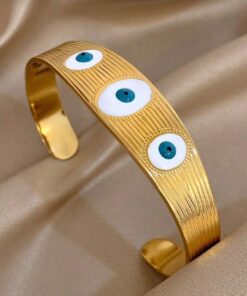 41130 - Pulsera acero dorado triple ojo