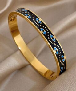 41131 - Pulsera acero dorado ojo turco negro