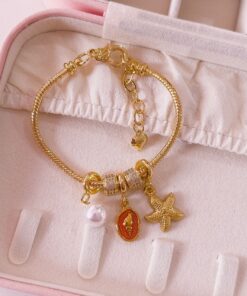 41136 - Pulsera acero dorado pandora perla estrella de mar