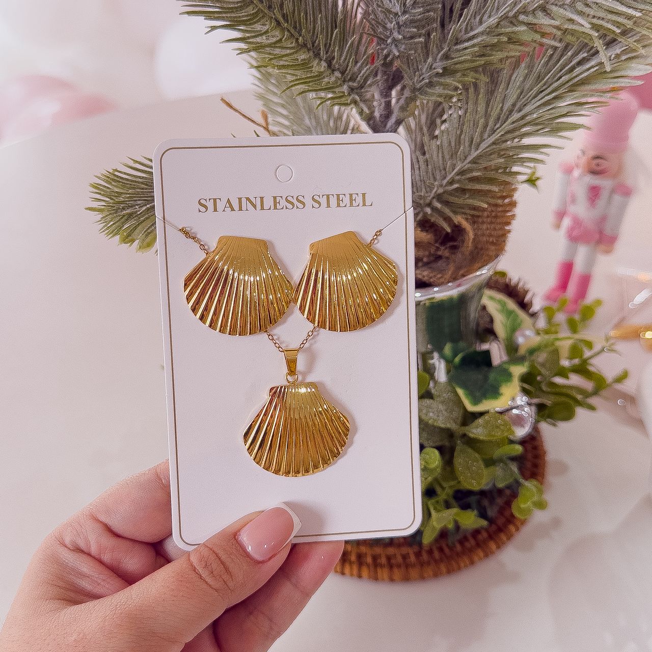 21071-2 Set Collar Armado con zarcillos almeja