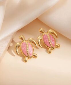 80244-4 Zarcillos tortuga acero fucsia