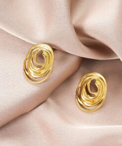 80084 - Zarcillo acero dorado enrollado