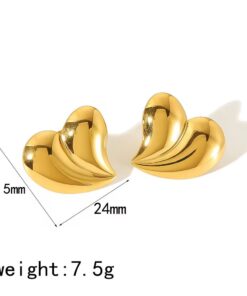 80267 - Zarcillo acero dorado bicorazon