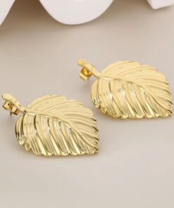 80104 - Zarcillo acero dorado hoja