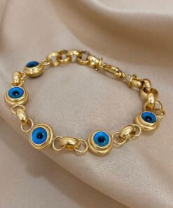 41068 - Pulsera Acero Dorado multi ojos
