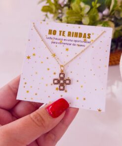 20104 - Collar armado cruz con cristales negros