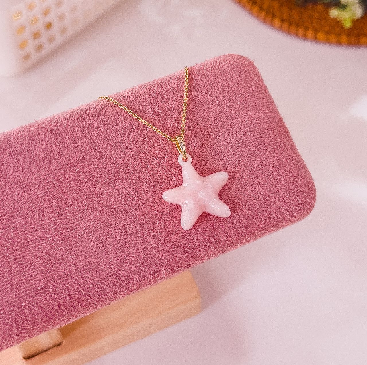 20146 - Collar armado estrella rosado