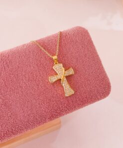 20153 - Collar armado cruz mediana con cristales