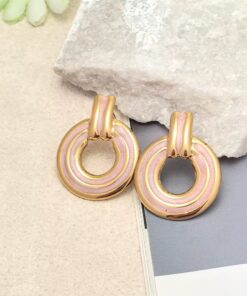 80282 - Zarcillo acero circular rosado