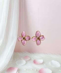 80284 - Zarcillo acero flor rosada