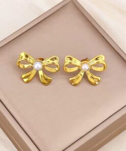 80085 - Zarcillo acero lazo con perla