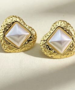 80093 - Zarcillo acero dorado con perla