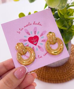 80100 - Zarcillo acero dorado circular