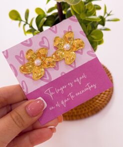 80101 - Zarcillo acero dorado flor con perla