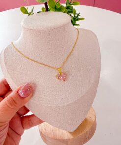 20012 - Collar armado corazon rosado