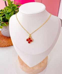 20025 - Collar armado trebol rojo