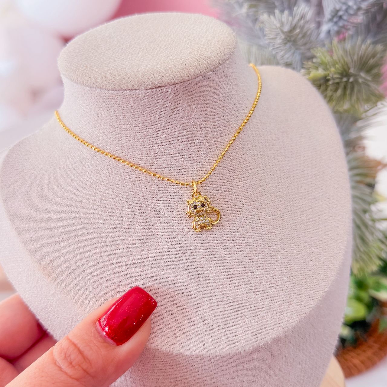 20023 - Collar armado gato con cristales