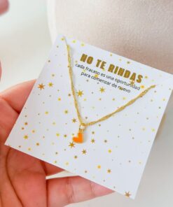 20083-2 Collar armado naranja corazon esmaltado