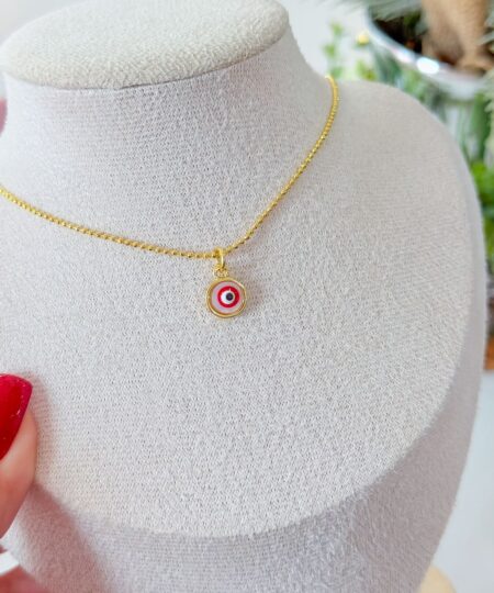 20086 - Collar armado rojo redondo ojo turco