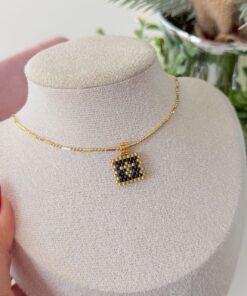 20126 - Collar armado miyuki negro con dorado