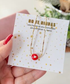 20157 - Collar armado corazon pasador rojo
