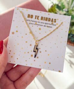 20168-6 Collar armado rayo esmaltado con cristales negro