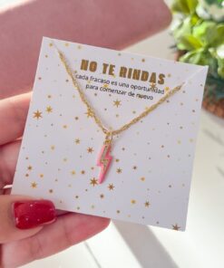 20168-2 Collar armado rayo esmaltado con cristales rosado