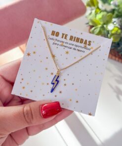 20168-1 Collar armado rayo esmaltado con cristales azul marino