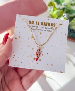 20168 - Collar armado rayo esmaltado con cristales rojo