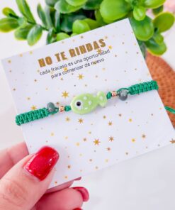 41020-6 Pulsera hilo pez verde rosado