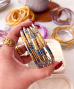 40201-2 Set 5 pulseras azul/amarillo