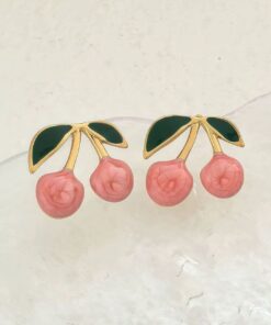 80356-1 Zarcillos Acero Cereza melon esmaltado