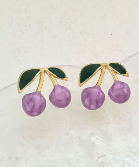 80112-5 Zarcillos Acero Cereza morado esmaltado