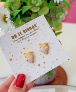 80357 - Zarcillos Acero Fresa blanco esmaltado