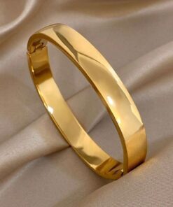 41163 - Pulsera acero dorada lisa cerrada