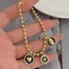 41165 - Pulsera balines corazon cruz virgen negra