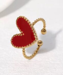 30093 - Anillo Acero corazon rojo
