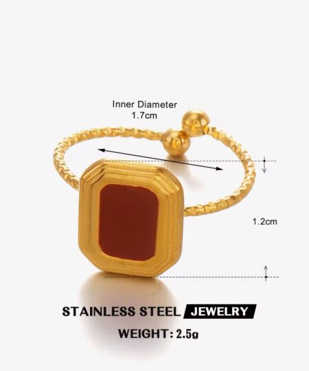 30105 - Anillo Acero cuadrado rojo