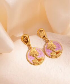 80120-1 Zarcillos acero mujer morado esmaltado