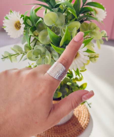 30129 - Anillo Acero plateado grueso