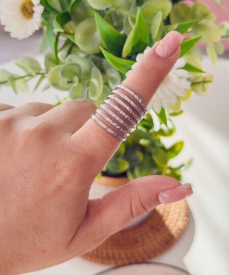 30131 - Anillo Acero plateado multi lineal