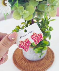 80048 - Zarcillos esmaltado hoja roja