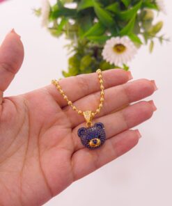 21045 - Collar armado cabeza oso azul