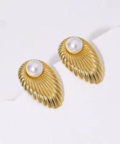 80092 - Zarcillos dorado con perla