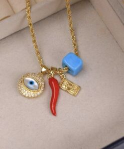 21025 - Collar armado san francisco ojo aji billete azul